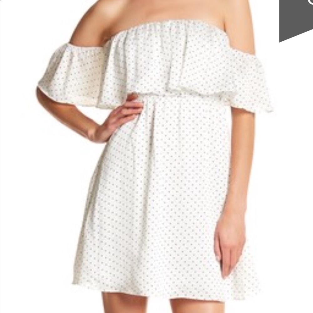 Whyte eyelash off shoulder polka dot dress summer